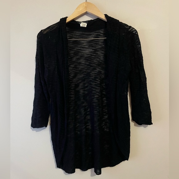 5/$15 | Seduction | Black Sheer Open Front Cardigan - Picture 4 of 4